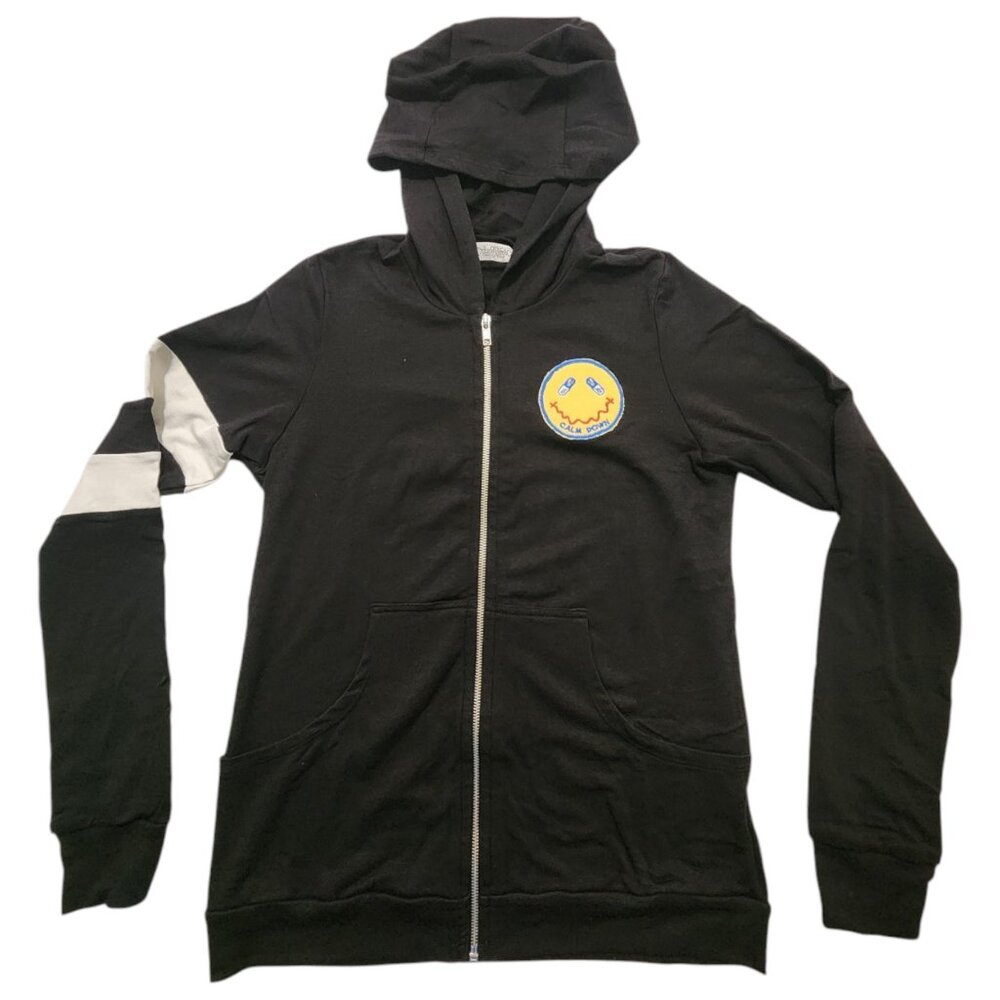 Lauren Moshi Pullover Hoodie Calm Down Black Size Medium